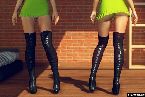 Muslo de tacones altos y vestidos cortos en juegos de sexo en vivo