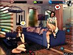 Chicas recibiendo cachonda coqueteando en la sala de estar
